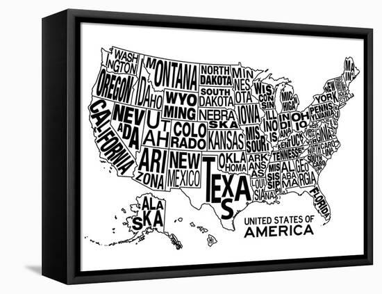 United States of America Stylized Text Map-null-Framed Stretched Canvas