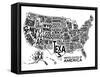 United States of America Stylized Text Map-null-Framed Stretched Canvas