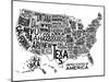 United States of America Stylized Text Map-null-Mounted Poster