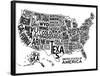 United States of America Stylized Text Map-null-Framed Poster