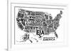 United States of America Stylized Text Map-null-Framed Art Print