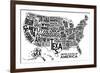 United States of America Stylized Text Map-null-Framed Art Print