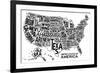 United States of America Stylized Text Map-null-Framed Art Print