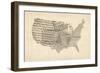 United States Old Sheet Music Map-Michael Tompsett-Framed Art Print