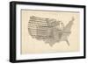 United States Old Sheet Music Map-Michael Tompsett-Framed Art Print