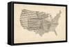 United States Old Sheet Music Map-Michael Tompsett-Framed Stretched Canvas