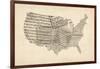 United States Old Sheet Music Map-Michael Tompsett-Framed Art Print