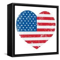 United States On America Retro Heart Flag-RedKoala-Framed Stretched Canvas