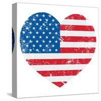 United States On America Retro Heart Flag-RedKoala-Stretched Canvas