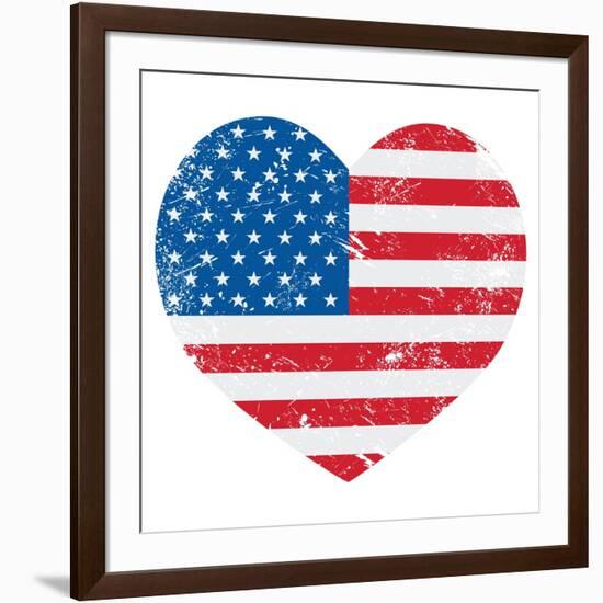 United States On America Retro Heart Flag-RedKoala-Framed Art Print