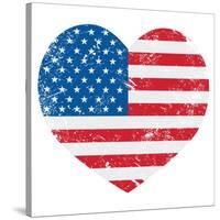 United States On America Retro Heart Flag-RedKoala-Stretched Canvas