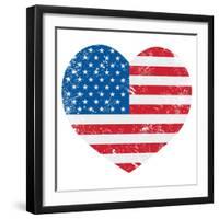 United States On America Retro Heart Flag-RedKoala-Framed Art Print