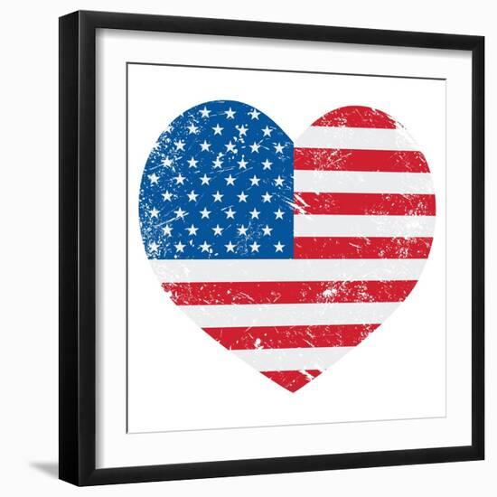 United States On America Retro Heart Flag-RedKoala-Framed Art Print