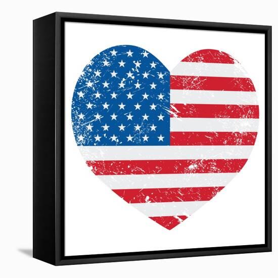 United States On America Retro Heart Flag-RedKoala-Framed Stretched Canvas