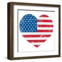 United States On America Retro Heart Flag-RedKoala-Framed Art Print