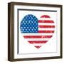 United States On America Retro Heart Flag-RedKoala-Framed Art Print