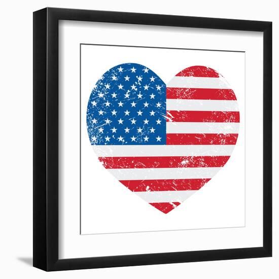 United States On America Retro Heart Flag-RedKoala-Framed Art Print