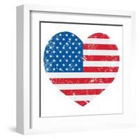 United States On America Retro Heart Flag-RedKoala-Framed Art Print