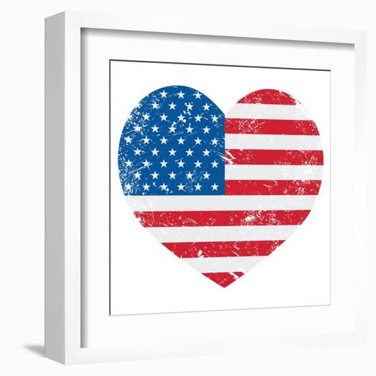 United States On America Retro Heart Flag-RedKoala-Framed Art Print