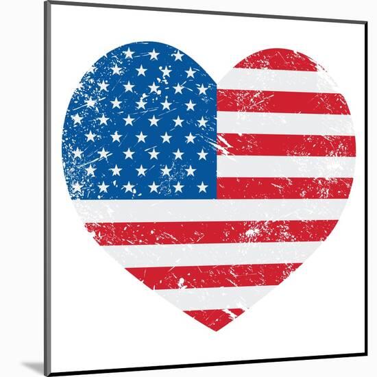 United States On America Retro Heart Flag-RedKoala-Mounted Art Print