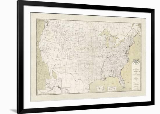 United States Outline Map-The Vintage Collection-Framed Giclee Print