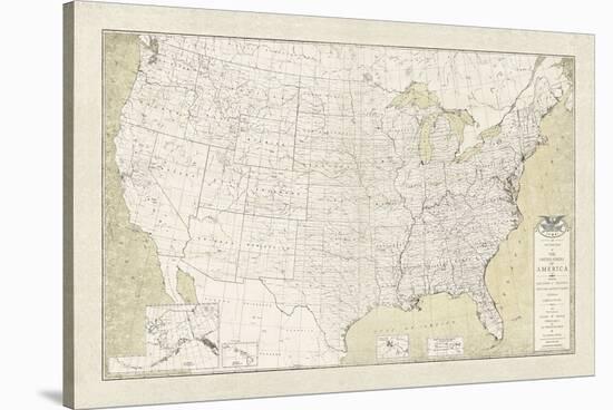 United States Outline Map-The Vintage Collection-Stretched Canvas
