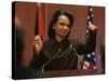 United States Secretary of State Condoleezza Rice Gestures at a News Conference-null-Stretched Canvas