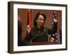 United States Secretary of State Condoleezza Rice Gestures at a News Conference-null-Framed Photographic Print