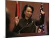United States Secretary of State Condoleezza Rice Gestures at a News Conference-null-Mounted Photographic Print