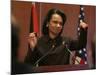 United States Secretary of State Condoleezza Rice Gestures at a News Conference-null-Mounted Photographic Print