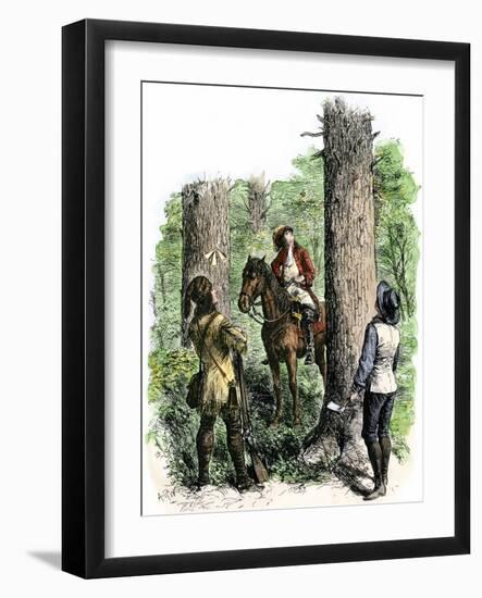 United States, State of West Virginia: Geometres of the English Monarchy Marking Tree Trunks in Wes-null-Framed Giclee Print