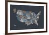 United States Text Map-Michael Tompsett-Framed Art Print