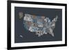 United States Text Map-Michael Tompsett-Framed Art Print