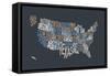 United States Text Map-Michael Tompsett-Framed Stretched Canvas