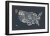 United States Text Map-Michael Tompsett-Framed Premium Giclee Print