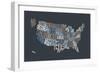 United States Text Map-Michael Tompsett-Framed Premium Giclee Print