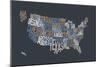 United States Text Map-Michael Tompsett-Mounted Premium Giclee Print