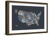 United States Text Map-Michael Tompsett-Framed Art Print