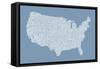 United States Typography Text Map-Michael Tompsett-Framed Stretched Canvas