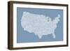 United States Typography Text Map-Michael Tompsett-Framed Art Print