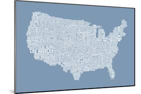 United States Typography Text Map-Michael Tompsett-Mounted Premium Giclee Print