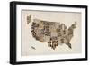 United States Typography Text Map-Michael Tompsett-Framed Premium Giclee Print