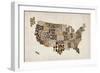 United States Typography Text Map-Michael Tompsett-Framed Premium Giclee Print