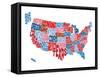 United States Typography Text Map-Michael Tompsett-Framed Stretched Canvas