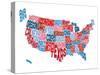 United States Typography Text Map-Michael Tompsett-Stretched Canvas