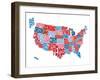 United States Typography Text Map-Michael Tompsett-Framed Art Print