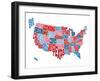 United States Typography Text Map-Michael Tompsett-Framed Art Print