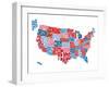 United States Typography Text Map-Michael Tompsett-Framed Art Print