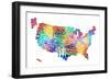 United States Typography Text Map-Michael Tompsett-Framed Art Print