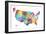 United States Typography Text Map-Michael Tompsett-Framed Art Print